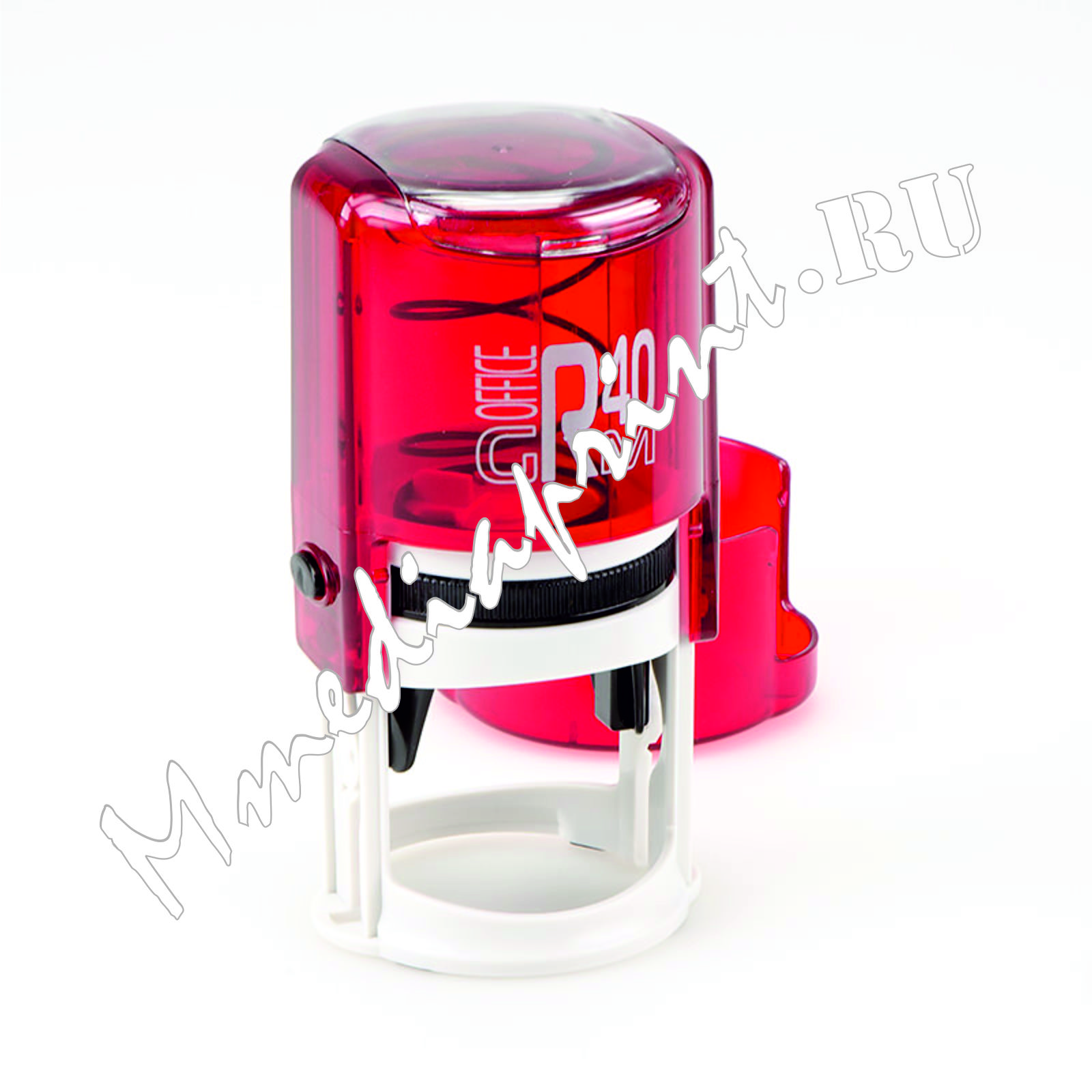 ММедиапринт-автоматическая оснастка для печати Рубин (красная) диаметр 40 мм с защитным боксом серии Offis
